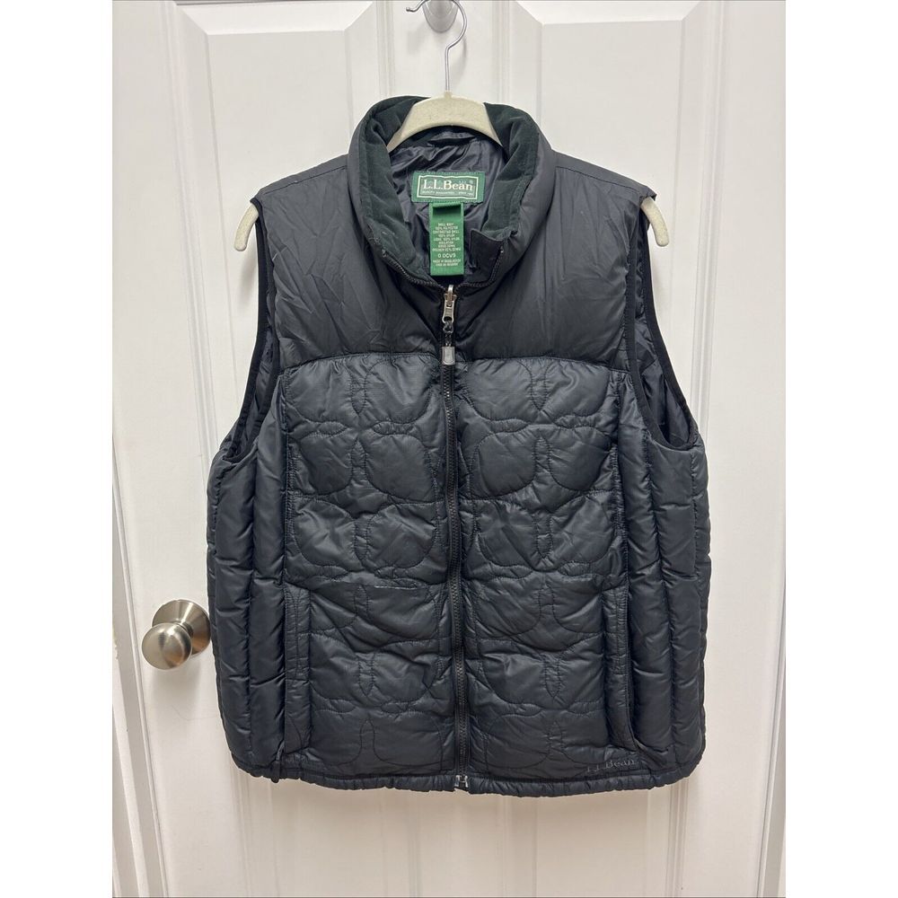 L.L.Bean Down Full Zip Reversible Puffer Vest Jacket Black Women's Large